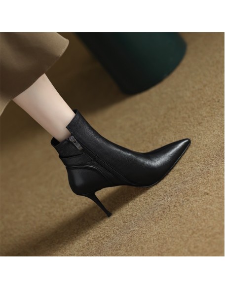 Autumn and winter new pointed short boots fine heel temperament sexy high heels Autumn and winter new pointed short boots fine heel temperament sexy high heels