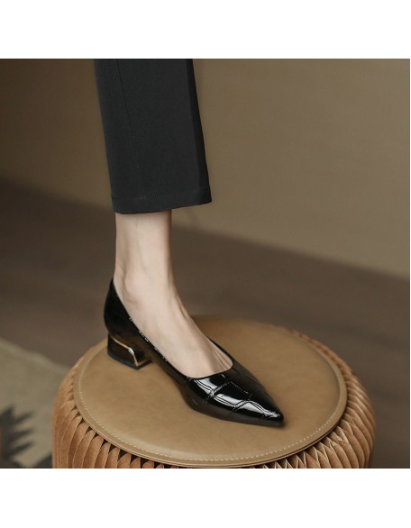 Patent leather single shoes women's new soft bottom pointy head versatile career flat leather shoes Patent leather single shoes women's new soft bottom pointy head versatile career flat leather shoes