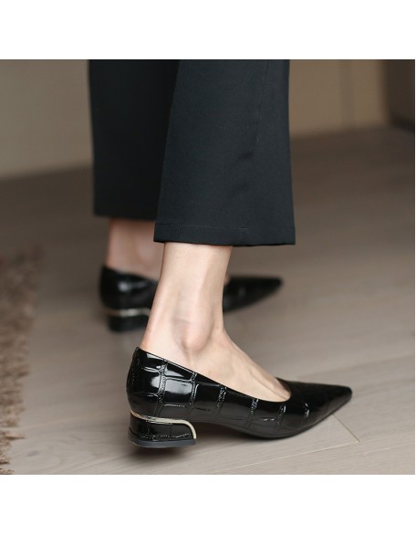 Patent leather single shoes women's new soft bottom pointy head versatile career flat leather shoes Patent leather single shoes women's new soft bottom pointy head versatile career flat leather shoes