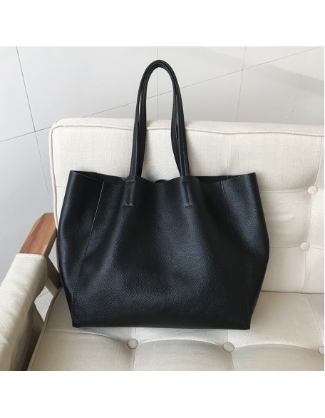 Hundreds of leather Tote bag shoulder big bag female simple fashion cowhide oversized capacity women's bag Hundreds of leather Tote bag shoulder big bag female simple fashion cowhide oversized capacity women's bag