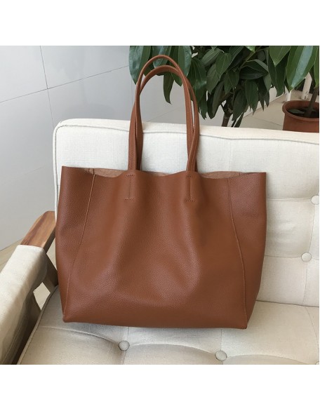 Hundreds of leather Tote bag shoulder big bag female simple fashion cowhide oversized capacity women's bag Hundreds of leather Tote bag shoulder big bag female simple fashion cowhide oversized capacity women's bag